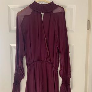 Women’s Parker dress, keyhole, long sleeve in deep plum, size small